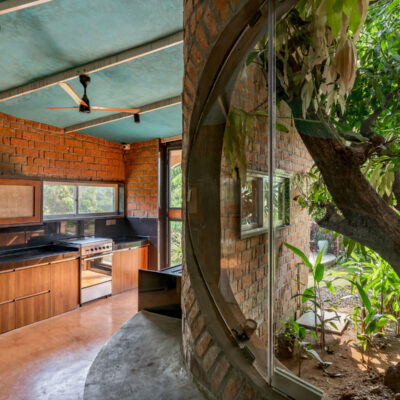 Modern kitchen design with natural elements - Farmhouse in Alibag - Sustainable, eco-friendly, biophilic architects in Mumbai, India