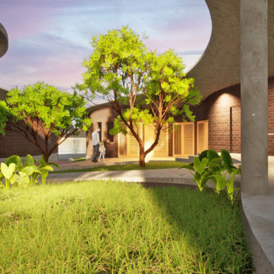 Courtyard with greenery and natural light - Sustainable, eco friendly, biophilic architects in Kanyakumari, India.