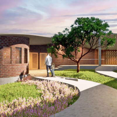 Modern building design with lush greenery - Sustainable, eco friendly, biophilic architects in Kanyakumari, India