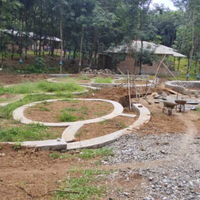 Circular garden design under construction - Sustainable, eco friendly, biophilic architects in Kanyakumari, India.
