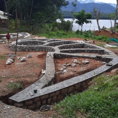 Landscape design near a lake under development - Sustainable, eco friendly, biophilic architects in Kanyakumari, India