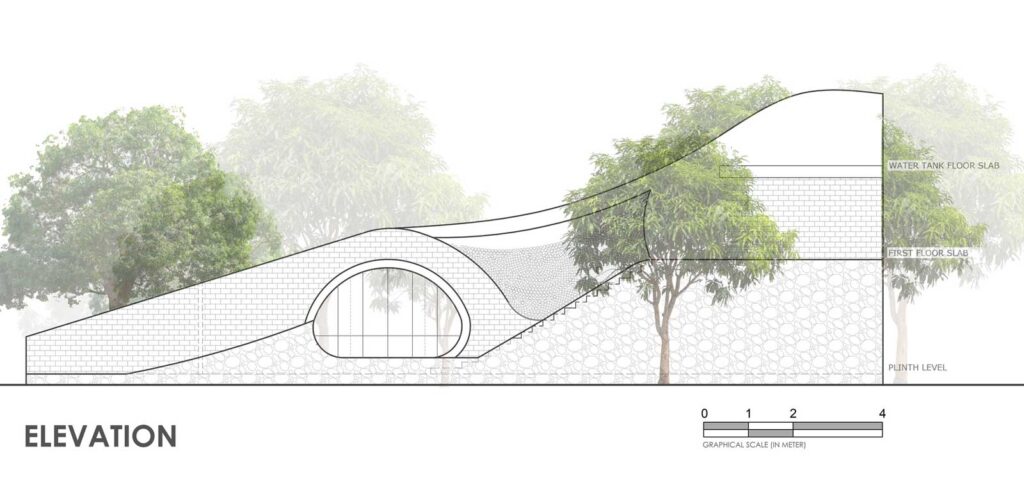 Biophilic farmhouse in alibag near mumbai, indiaagp elevation trees 230816