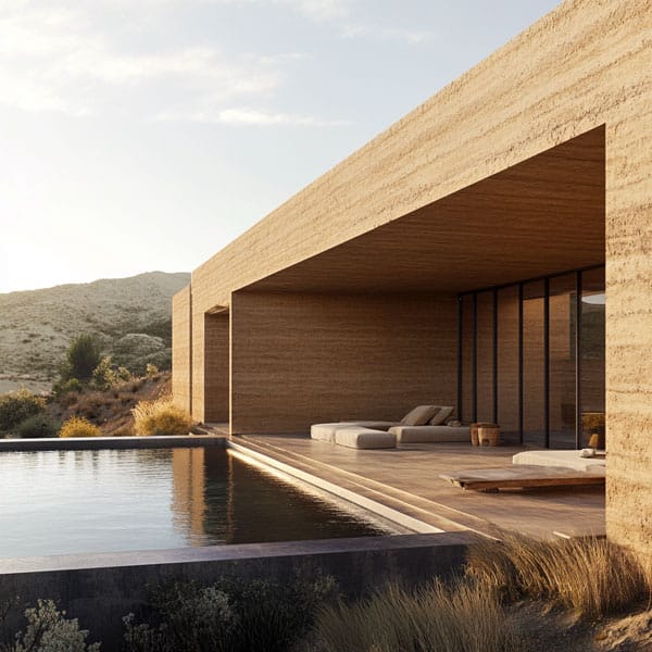 Rammed earth villa