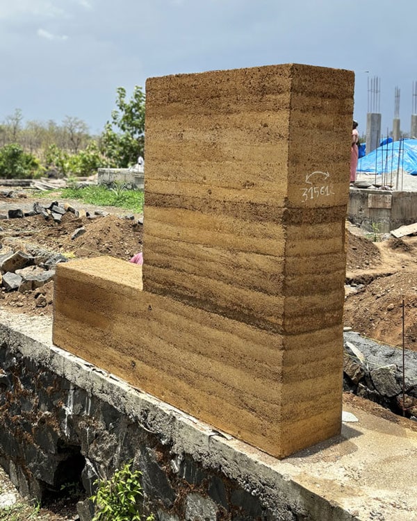 Rammed earth wall sample